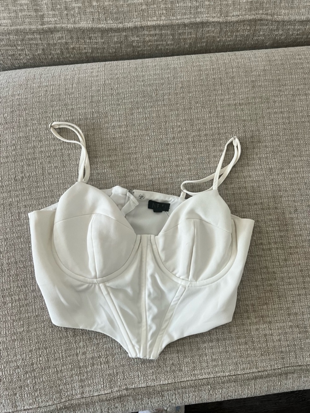 NBD Ivory Seam-Detail Bustier Top
